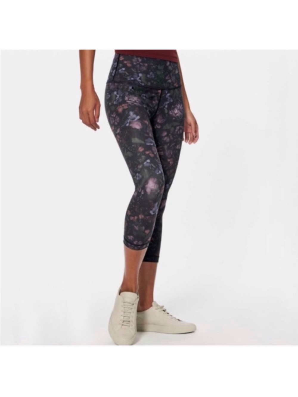 Lululemon Floral Print Wunder Under Crop Leggings